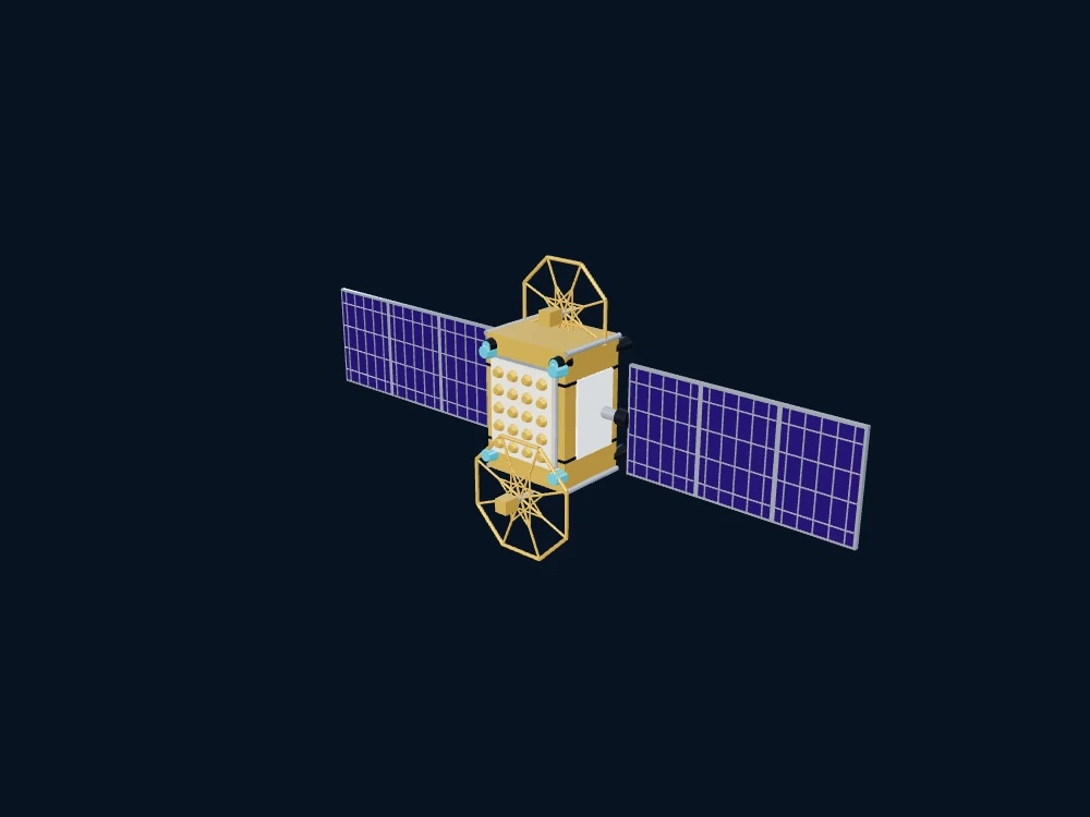 北斗三号 MEO 导航卫星代表构型 — 北斗三号 MEO 导航卫星代表构型 — 非官方科普示意 · 3D model preview