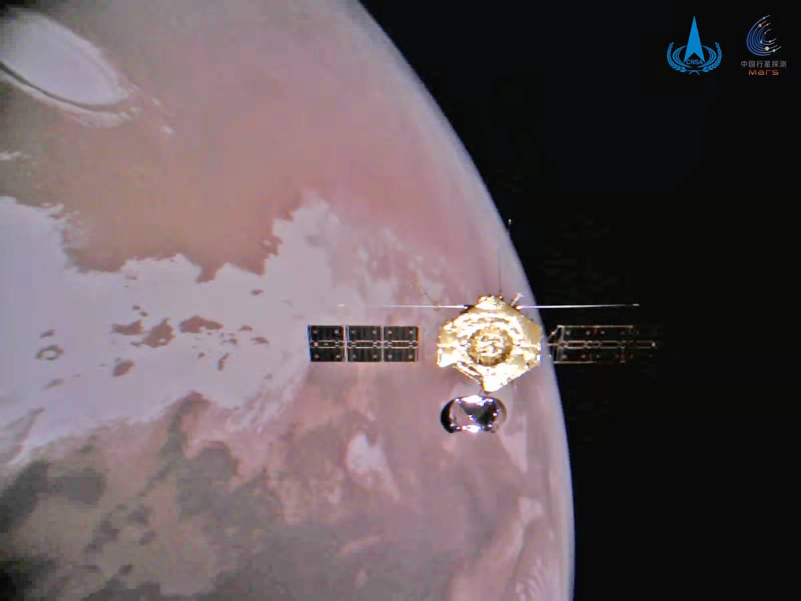 Tianwen-1 — 天问一号环绕器与火星合影（着陆器分离后）